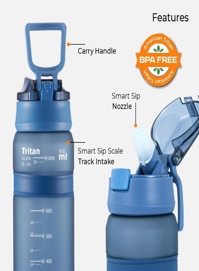 TR6 HydroBoost Active Bottle 850ml | Tritan Sipper Water Bottle for Men & Women | Leakproof, Durable & odour-resistant with Flip Lid Sports Bottle | Perfect for Gym & Outdoor use (Frosted, Blue) - Image 3